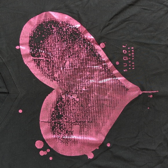 Sugar Factory Las Vegas cropped oversized t-shirt, heart, women's medium - Picture 2 of 8